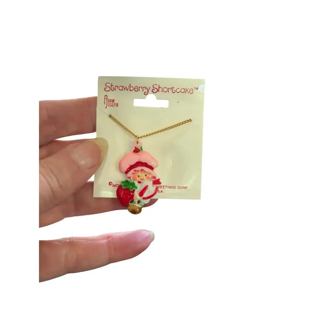 1981 Strawberry Shortcake Necklace NIP Deadstock Adam Joseph Charm USA